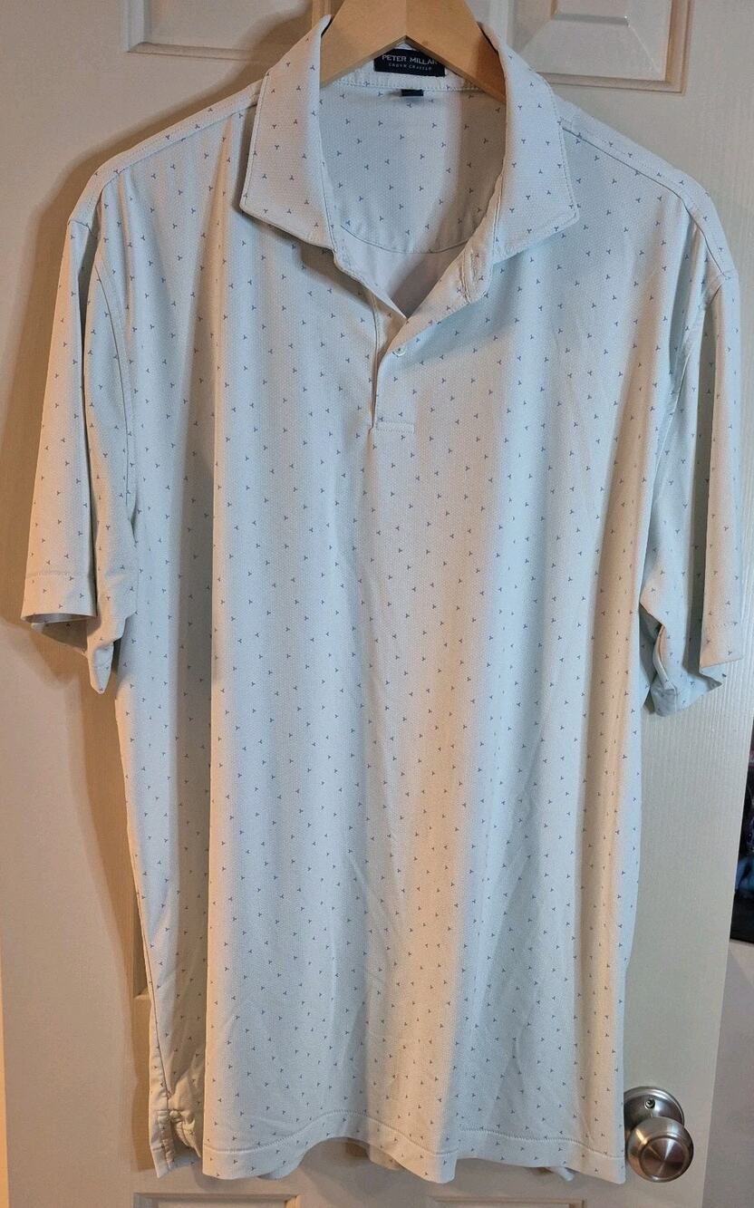 Peter Millar Crown Crafted Watkins Performance Golf Polo Men's XL Capri Breeze